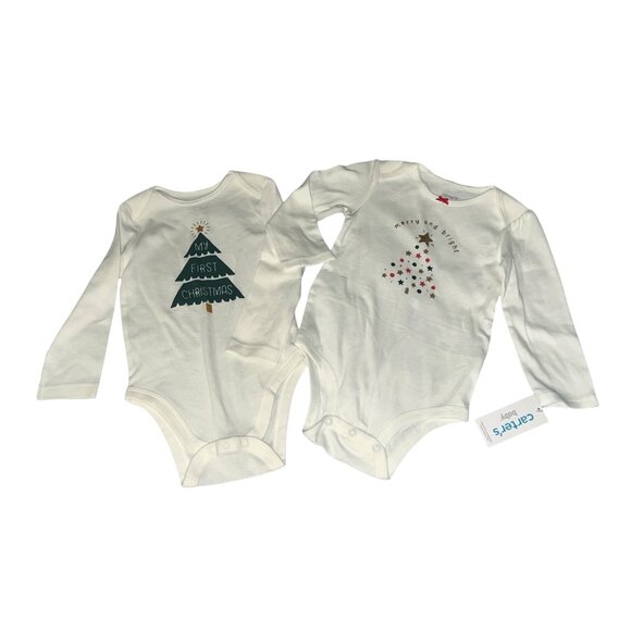 Carters Jumping Beans Baby Girls 18M Long Sleeve Christmas Bodysuit Set - Picture 1 of 9